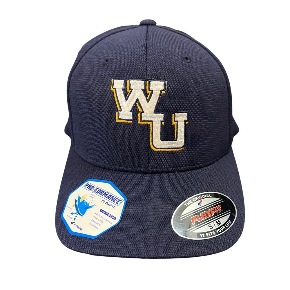 Sport-Tek Flexfit Hat Mens S/M Navy Blue WU Embroidered Mesh Performance Cap